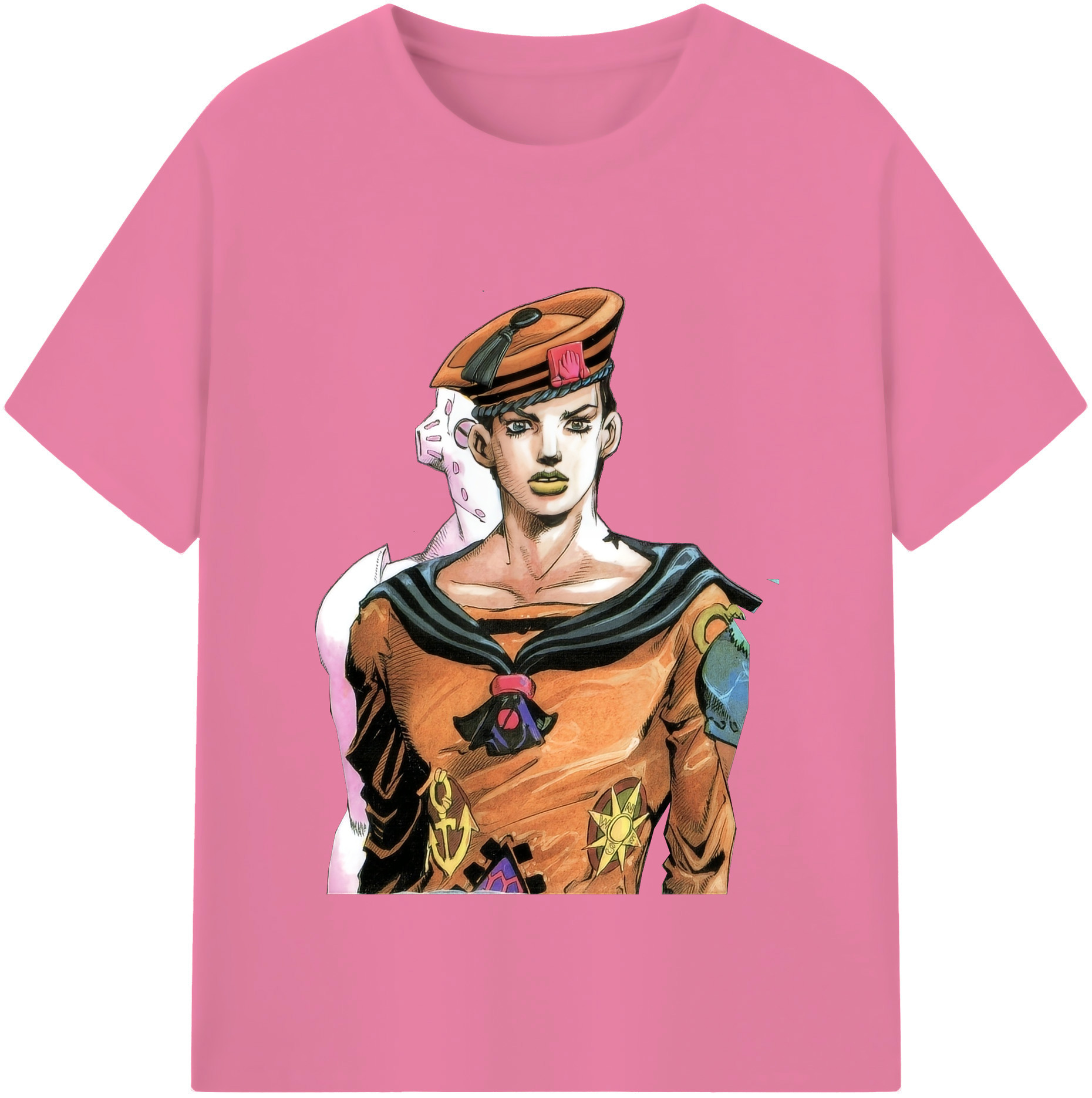 （画像用） ジョジョの奇妙な冒険 東方定助 JoJo's Bizarre Adventure Higashikata Josuke 綿100％半袖Tシャツ（フロントプリント）